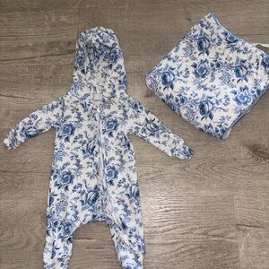 Posh Peanut Blue Floral One Piece
